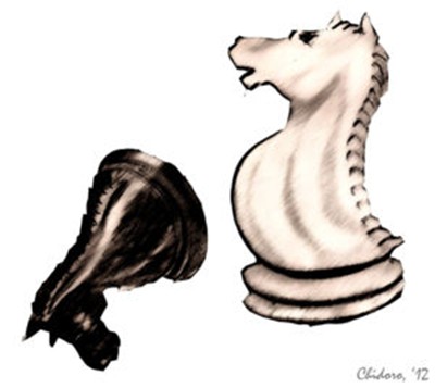 Caballos Chidoro drawing of chess knights