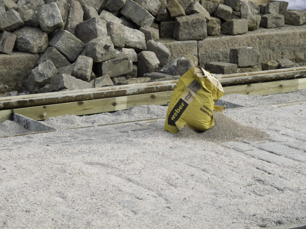 concrete bag on a sidewalk
