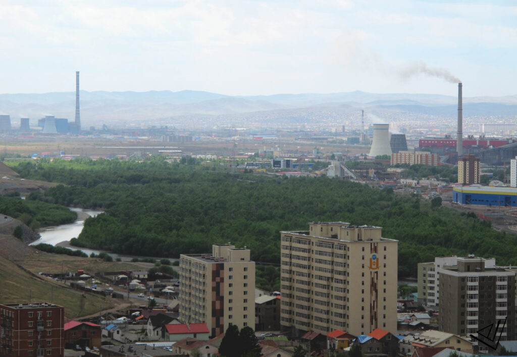 apartment buildings and factories
