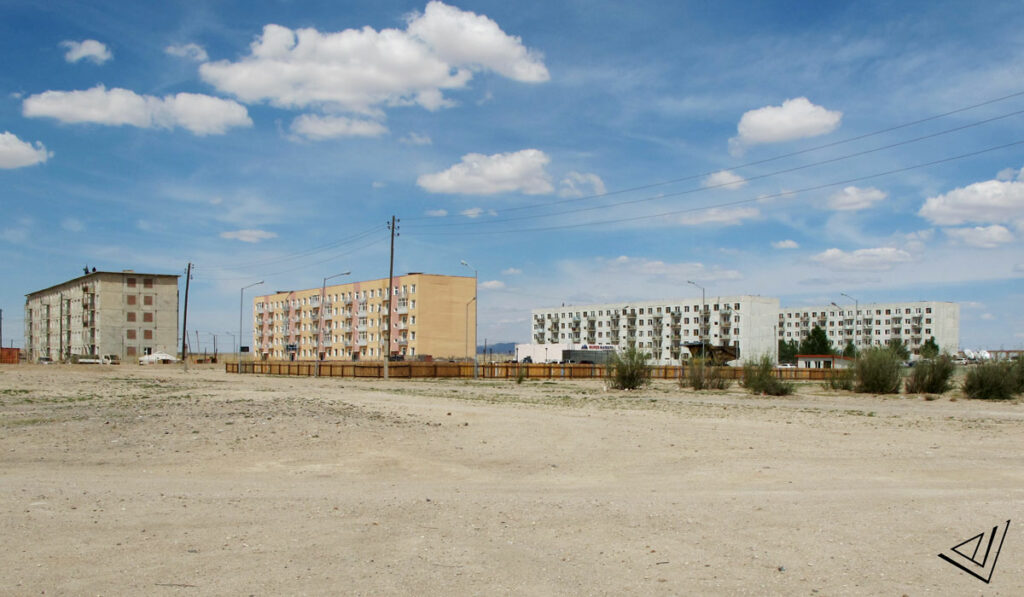 apartment buildings in a town